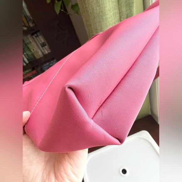 Longchamp padded pochette bag raspberry pink leather nylon shoulder y2k spring - Picture 6 of 12